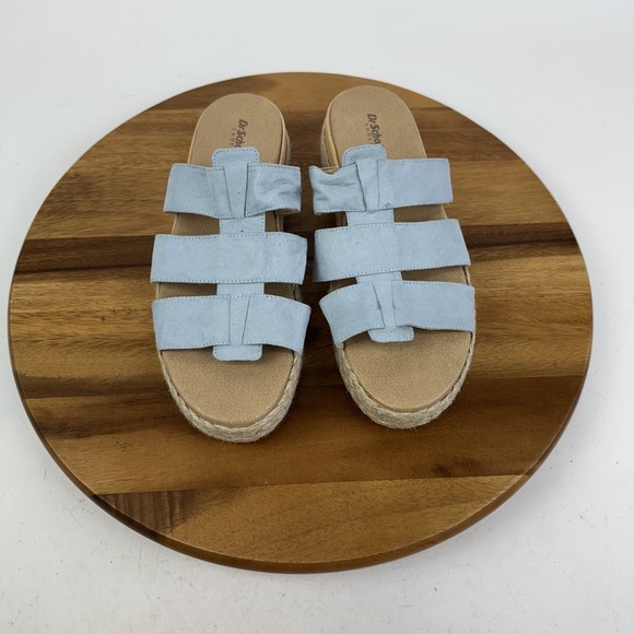 Womens Dr Scholls Electric Blue Canvas Espardille Platfrom Wedge Sandals Size 11 - Picture 6 of 8